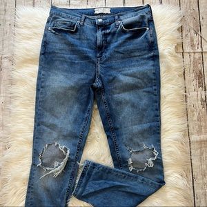 Free People OB754010 High Rise Busted Knee Skinny Jeans Size 30R